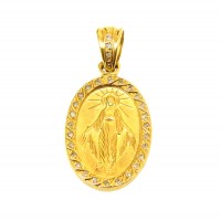 Pingente Em Ouro 18k Virgem Maria Milagrosa Com Brilhantes 